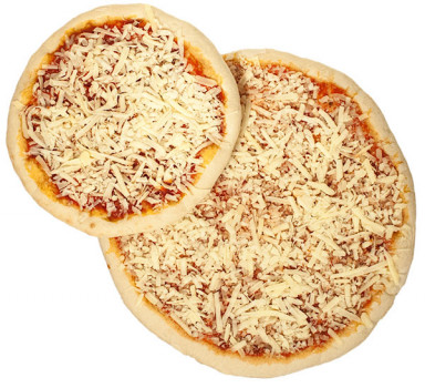 Steinovnsbakte pizzaer. 
Volontario Porsjonspizza: Eske á 10 stk. 16 cm. 
Pizza Volontario: Eske á 5 stk. 24 cm.